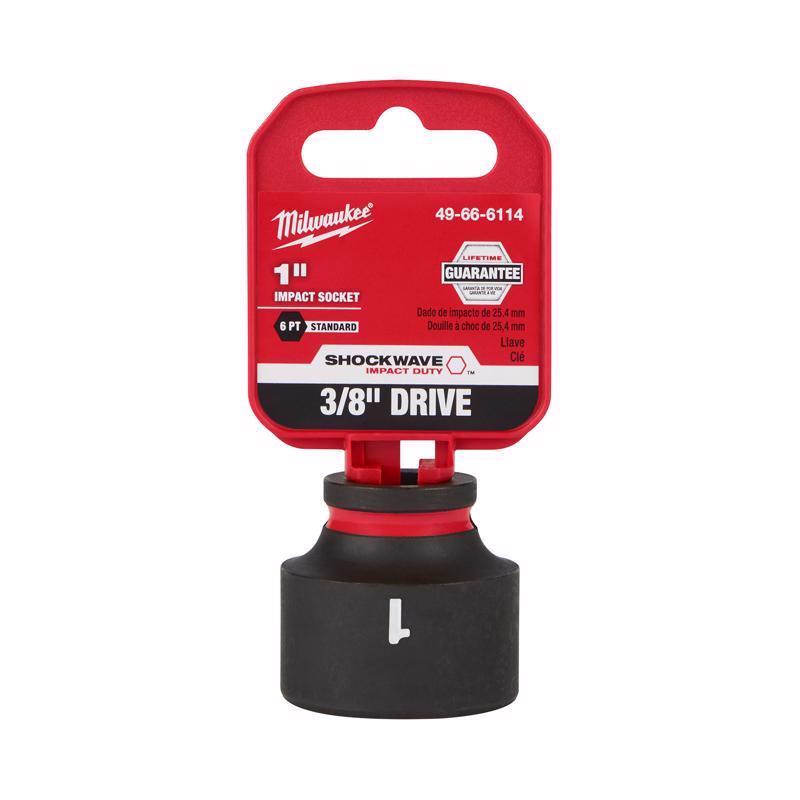 Milwaukee Shockwave 1 in. X 3/8 in. drive SAE 6 Point Standard Impact Socket