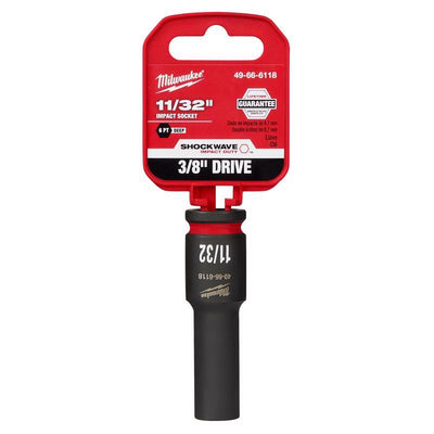 Milwaukee SHOCKWAVE 11/32 in. X 3/8 in. drive SAE 6 Point Deep Impact Socket
