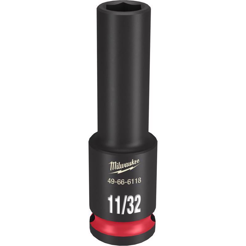 Milwaukee SHOCKWAVE 11/32 in. X 3/8 in. drive SAE 6 Point Deep Impact Socket