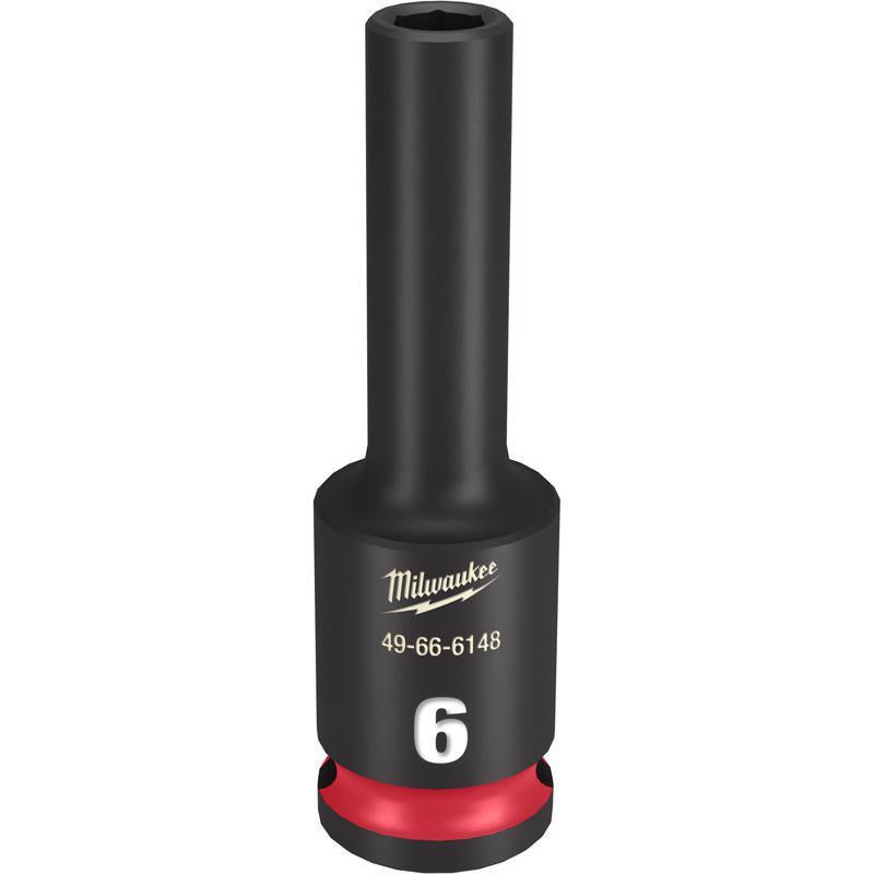 Milwaukee Shockwave 6 mm X 3/8 in. drive Metric 6 Point Deep Impact Socket
