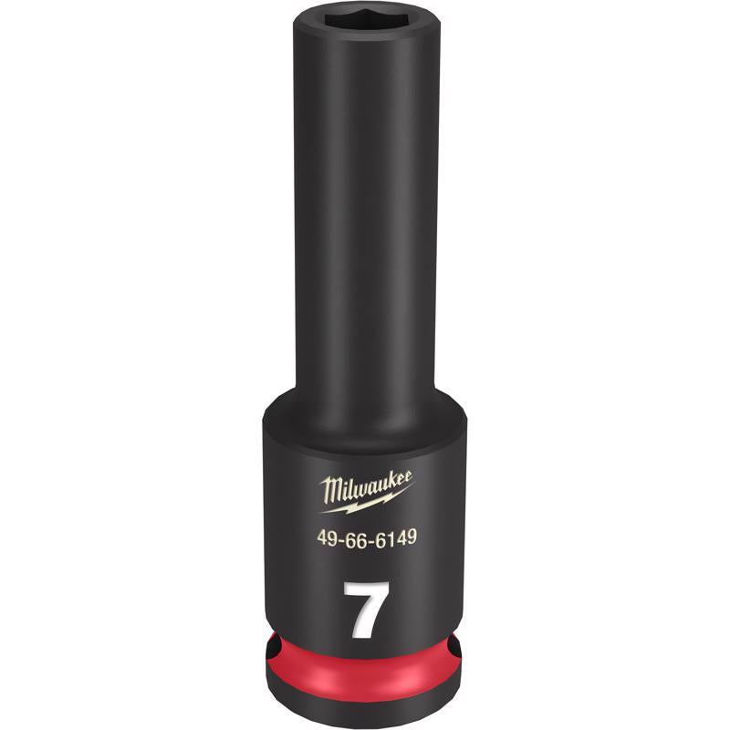Milwaukee Shockwave 7 mm X 3/8 in. drive Metric 6 Point Deep Impact Socket