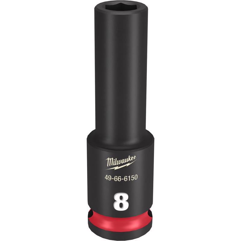 Milwaukee Shockwave 8 mm X 3/8 in. drive Metric 6 Point Deep Impact Socket