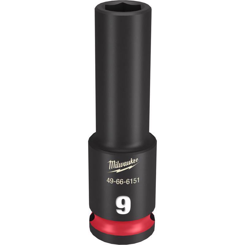 Milwaukee Shockwave 9 mm X 3/8 in. drive Metric 6 Point Deep Impact Socket