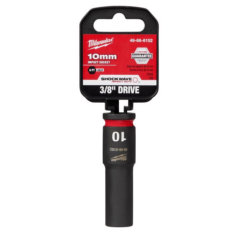 Milwaukee Shockwave 10 mm X 3/8 in. drive Metric 6 Point Deep Impact Socket