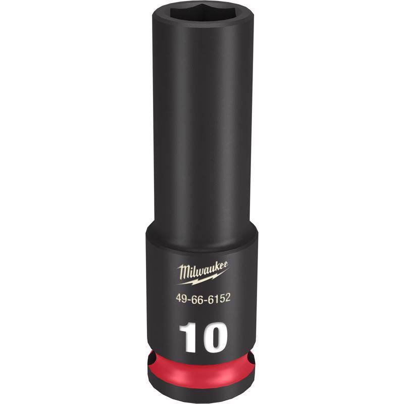 Milwaukee Shockwave 10 mm X 3/8 in. drive Metric 6 Point Deep Impact Socket