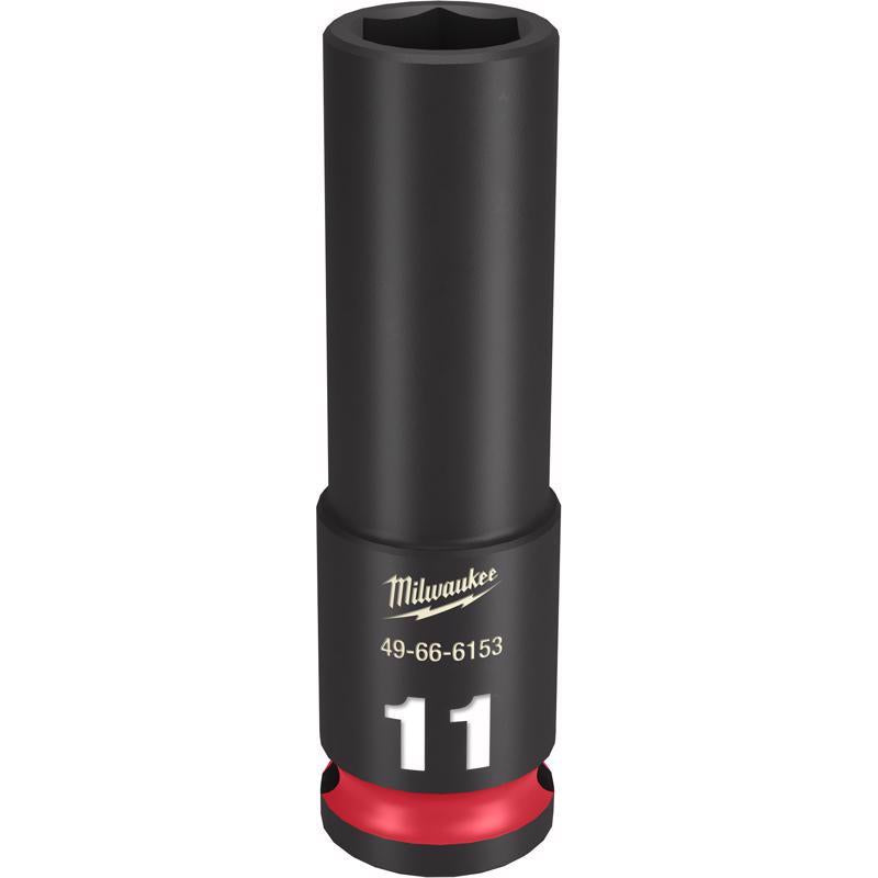 Milwaukee Shockwave 11 mm X 3/8 in. drive Metric 6 Point Deep Impact Socket