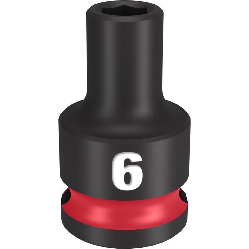 Milwaukee Shockwave 6 mm X 3/8 in. drive Metric/SAE 6 Point Standard Impact Socket