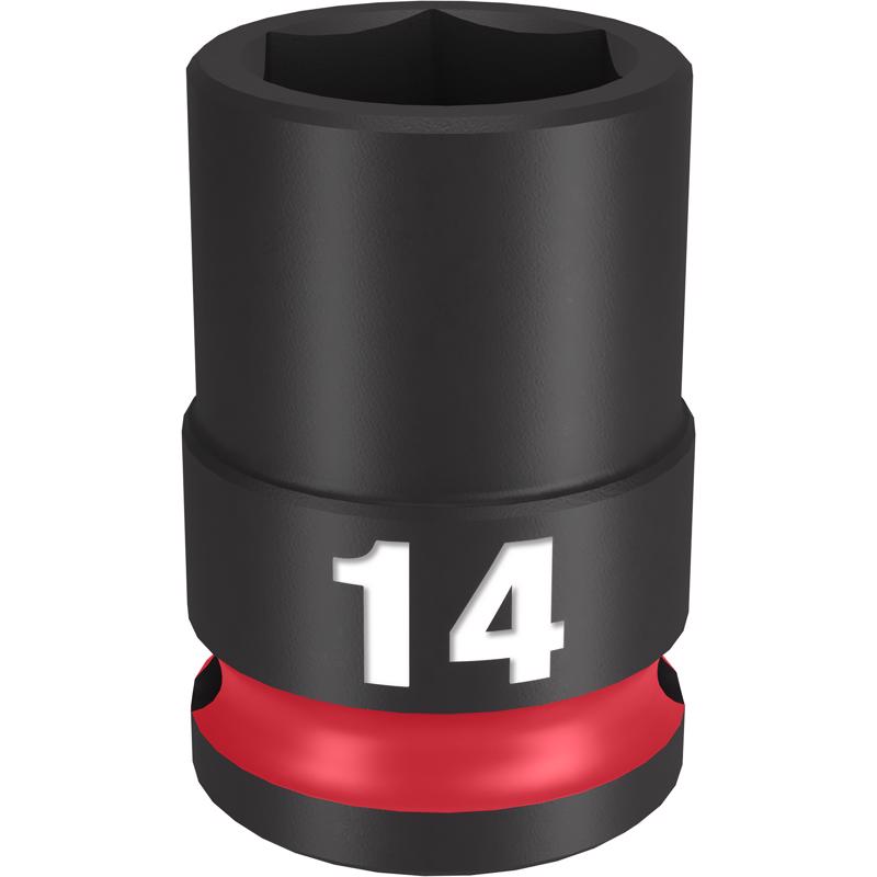 Milwaukee Shockwave 14 mm X 3/8 in. drive Metric/SAE 6 Point Standard Impact Socket
