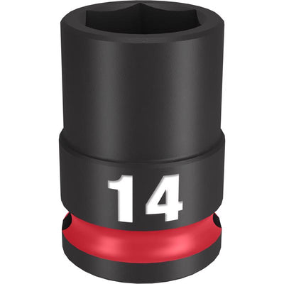 Milwaukee Shockwave 14 mm X 3/8 in. drive Metric/SAE 6 Point Standard Impact Socket