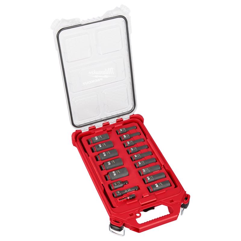 Milwaukee Shockwave 3/8 in. drive SAE 6 Point Impact Socket Set 17 pc
