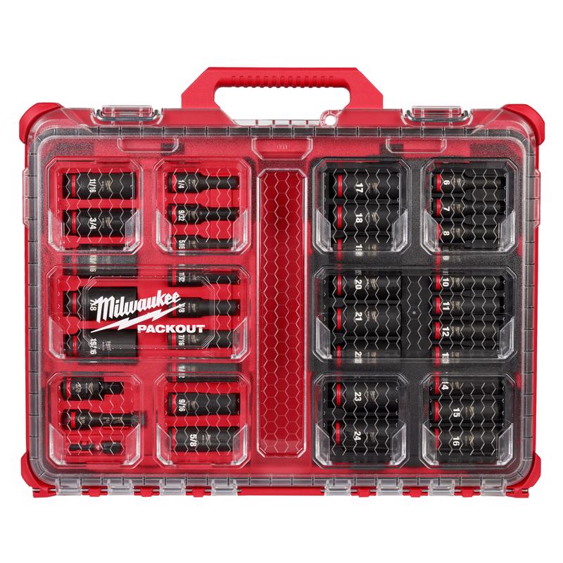 Milwaukee Shockwave 3/8 in. drive Metric/SAE 6 Point Impact Socket Set 36 pc