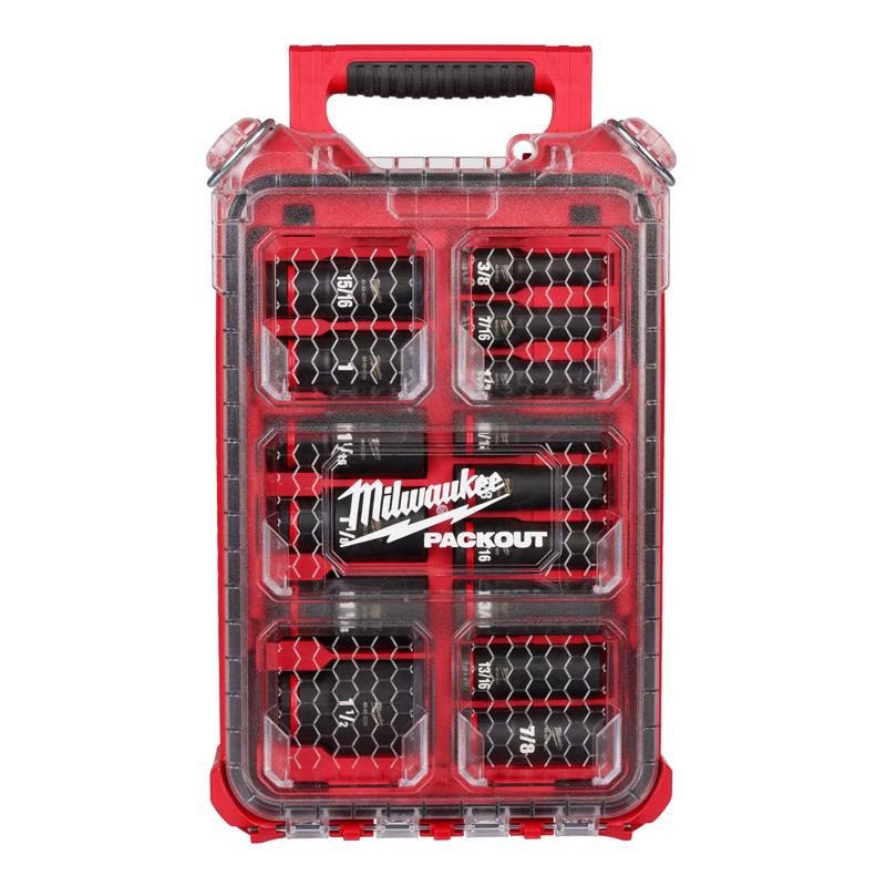 Milwaukee Shockwave 1/2 in. drive SAE 6 Point Deep Impact Socket Set 15 pc