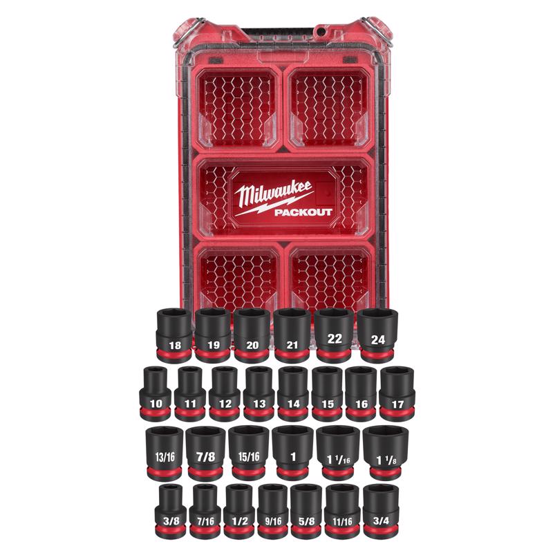 Milwaukee Shockwave 1/2 in. drive Metric/SAE Impact Socket 27 pc
