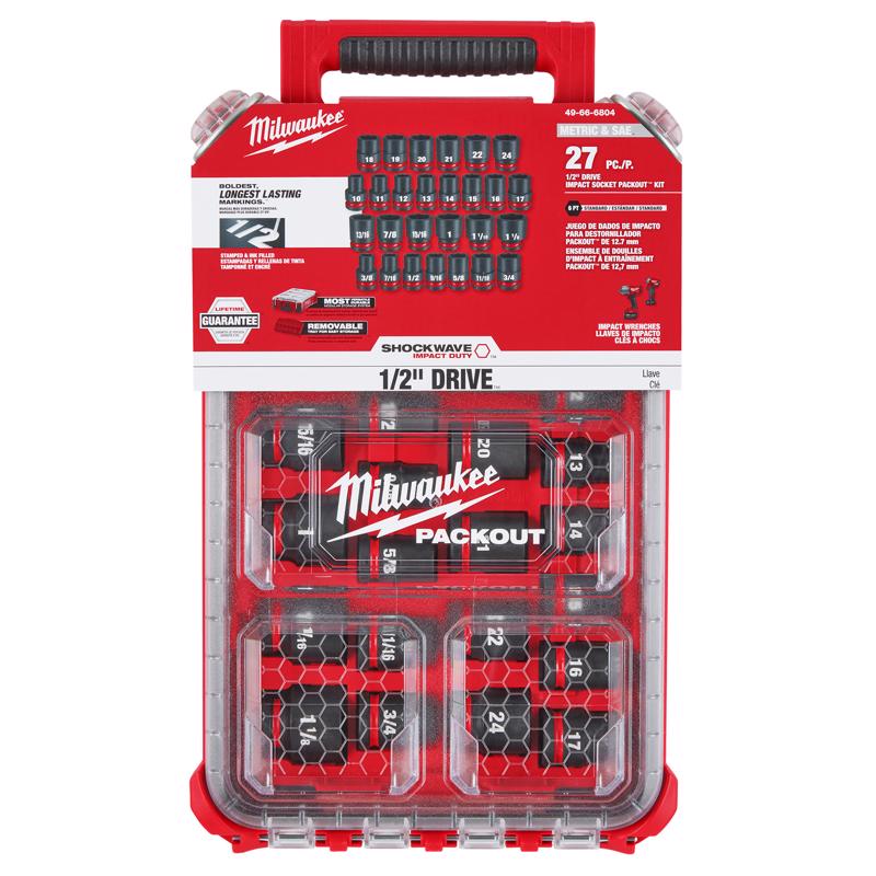 Milwaukee Shockwave 1/2 in. drive Metric/SAE Impact Socket 27 pc