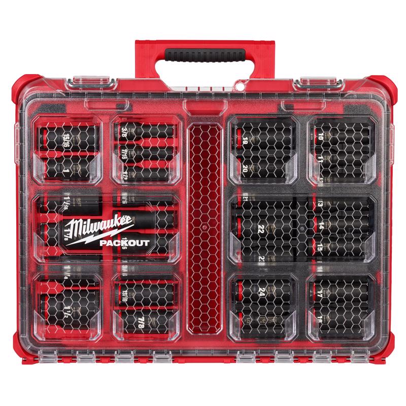 Milwaukee Shockwave 1/2 in. drive Metric/SAE 6 Point Deep Impact Socket Set 31 pc
