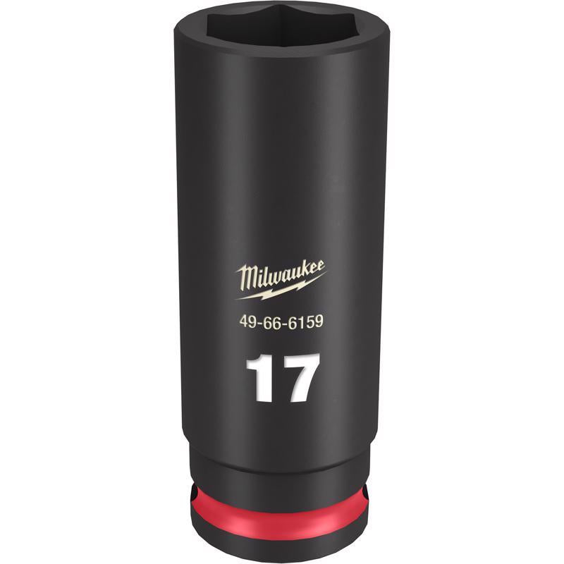 Milwaukee Shockwave 17 mm X 3/8 in. drive Metric 6 Point Deep Impact Socket