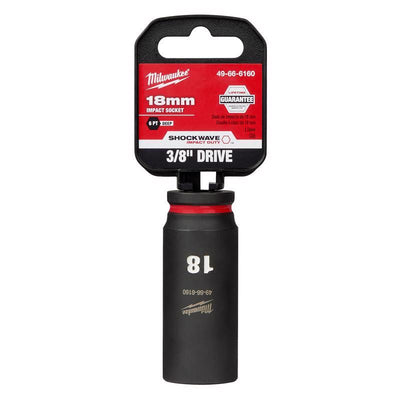 Milwaukee Shockwave 18 mm drive X 3/8 in. drive Metric 6 Point Deep Impact Socket