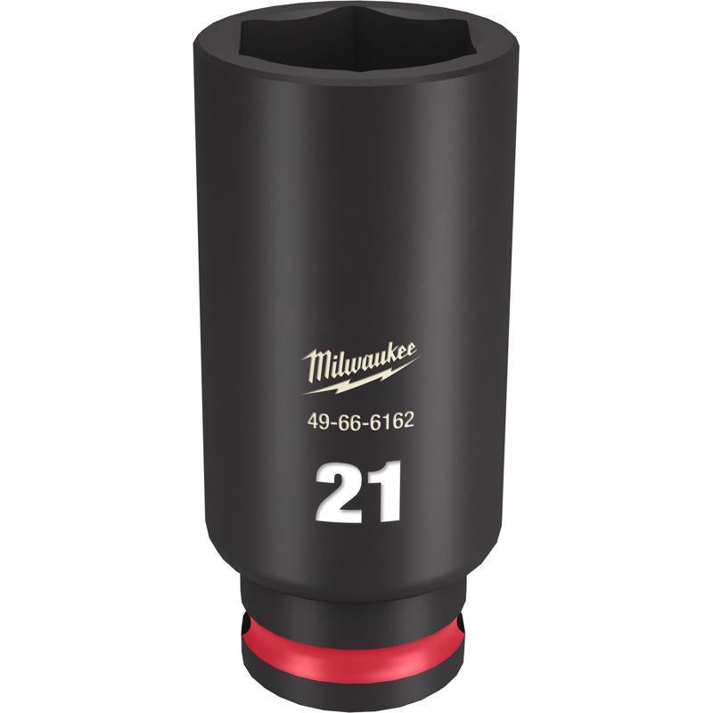 Milwaukee Shockwave 21 mm X 3/8 in. drive Metric 6 Point Deep Impact Socket