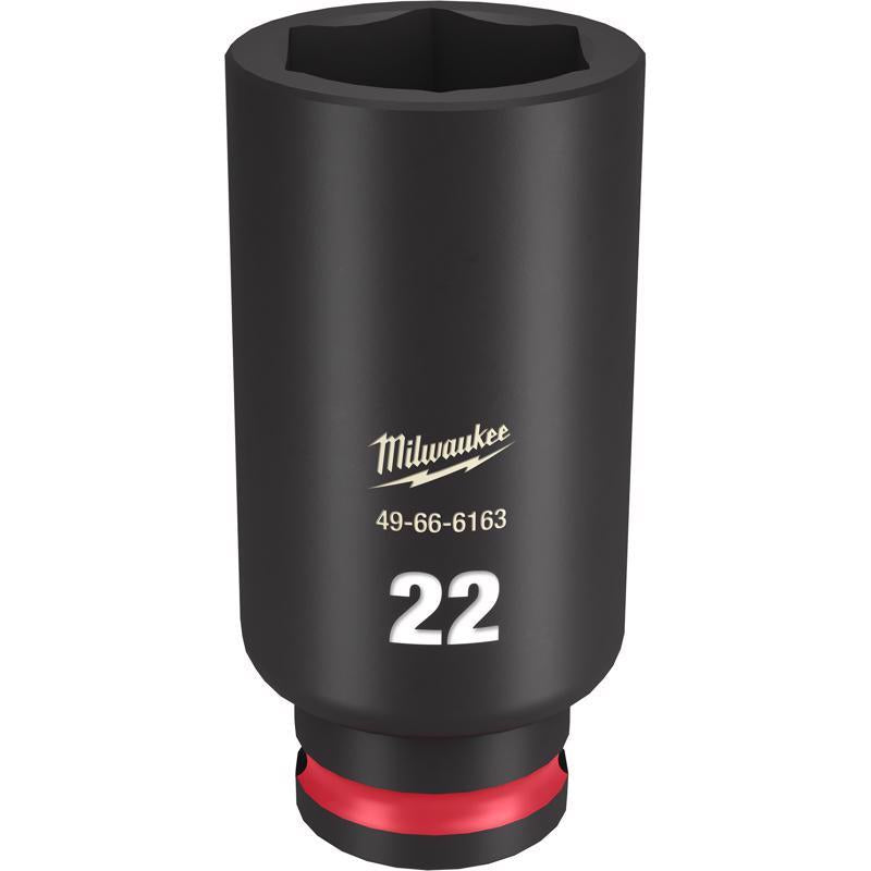Milwaukee Shockwave 22 mm X 3/8 in. drive Metric 6 Point Deep Impact Socket