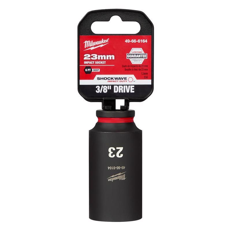 Milwaukee Shockwave 23 mm X 3/8 in. drive Metric 6 Point Deep Impact Socket