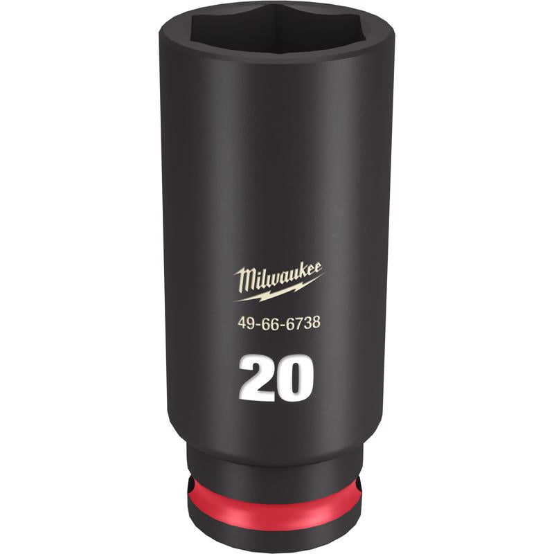 Milwaukee Shockwave 20 mm X 3/8 in. drive Metric 6 Point Deep Impact Socket