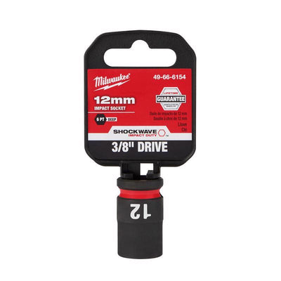 Milwaukee Shockwave 12 mm X 3/8 in. drive Metric 6 Point Deep Impact Socket