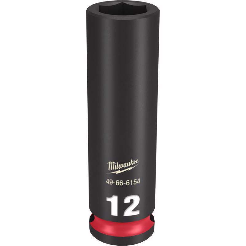 Milwaukee Shockwave 12 mm X 3/8 in. drive Metric 6 Point Deep Impact Socket