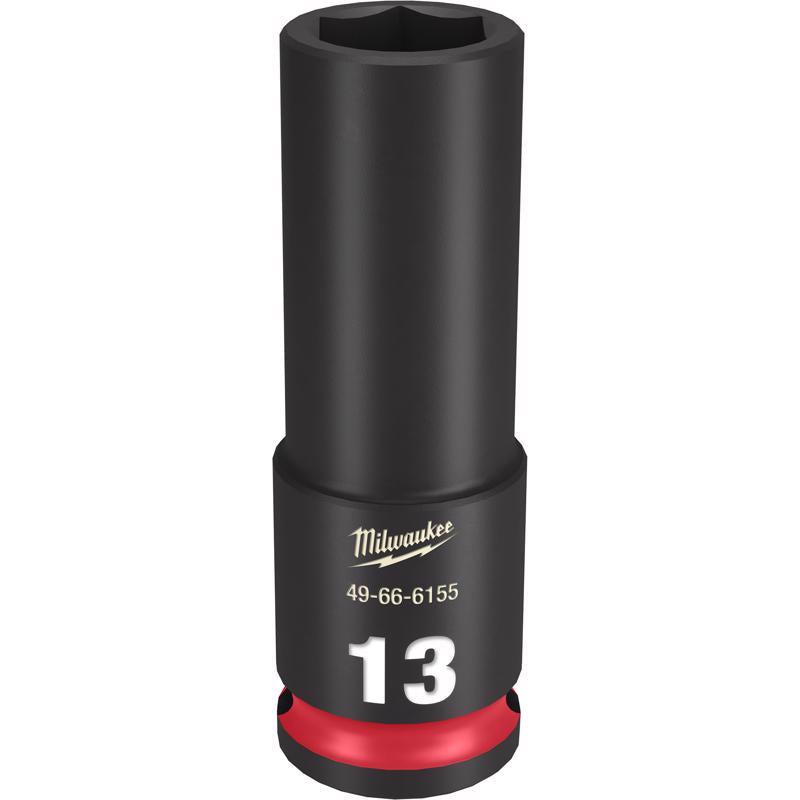 Milwaukee Shockwave 13 mm X 3/8 in. drive Metric 6 Point Deep Impact Socket