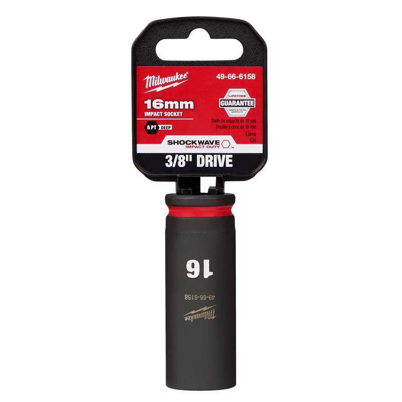 Milwaukee SHOCKWAVE 16 mm X 3/8 in. drive Metric 6 Point Deep Impact Socket