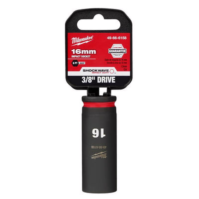 Milwaukee SHOCKWAVE 16 mm X 3/8 in. drive Metric 6 Point Deep Impact Socket
