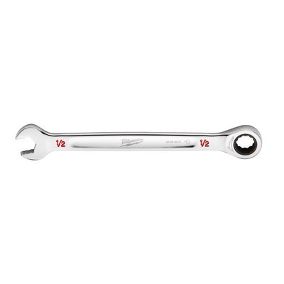 Milwaukee 1/2 in. X 1/2 in. 12 Point SAE I-Beam Ratcheting Combination Wrench 7.34 in. L