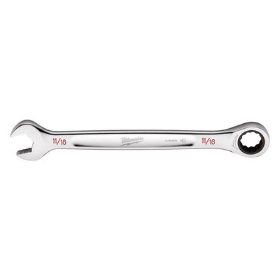 Milwaukee 11/16 in. X 11/16 in. 12 Point SAE I-Beam Ratcheting Combination Wrench 1.52 in. L