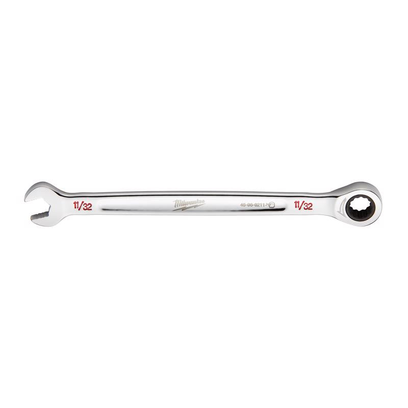 Milwaukee 11/32 in. X 11/32 in. 12 Point SAE I-Beam Ratcheting Combination Wrench 0.8 in. L