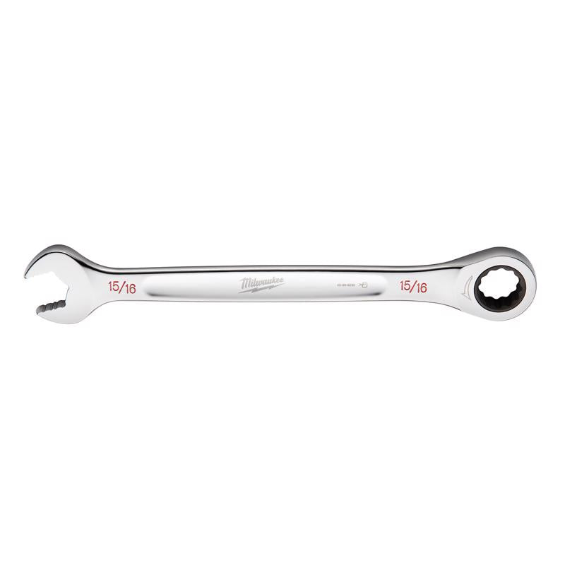 Milwaukee 15/16 in. X 15/16 in. 12 Point SAE Ratcheting Combination Wrench 12.6 in. L
