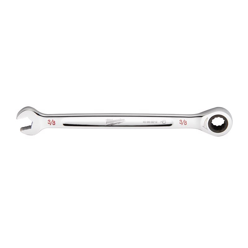 Milwaukee 3/8 in. X 3/8 in. 12 Point SAE Ratcheting Combination Wrench 6.5 in. L