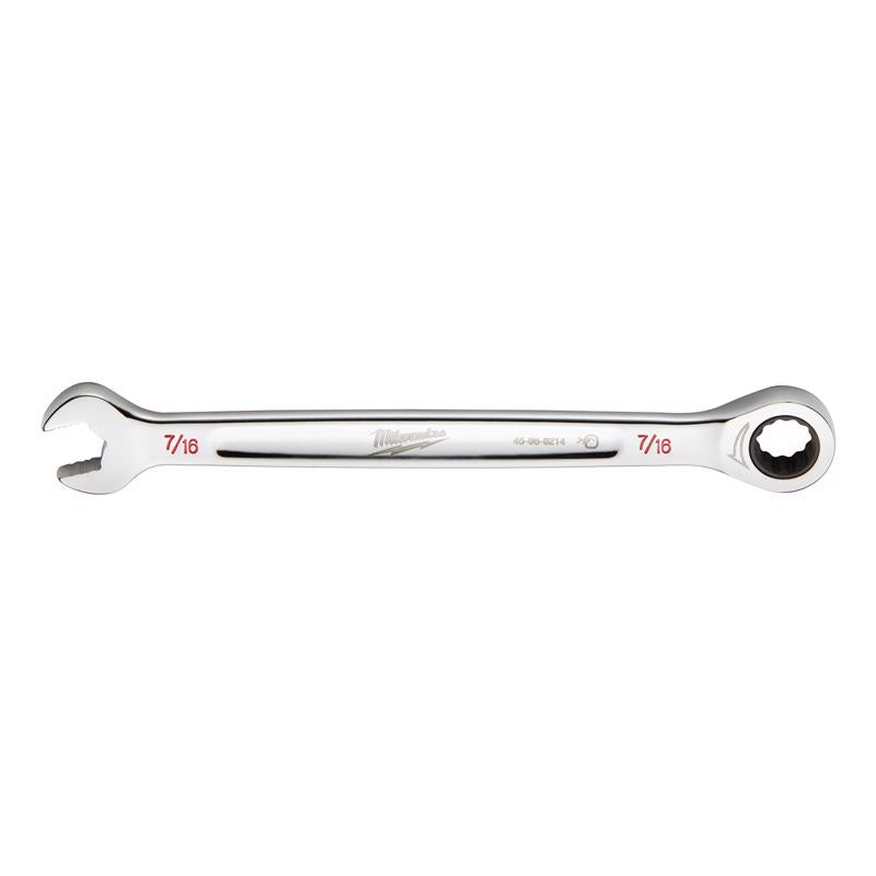 Milwaukee 7/16 in. X 7/16 in. 12 Point SAE Ratcheting Combination Wrench 6.75 in. L