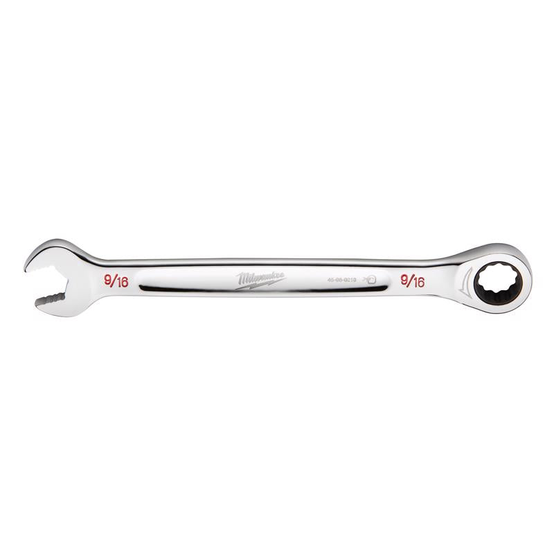 Milwaukee 9/16 in. X 9/16 in. 12 Point SAE Ratcheting Combination Wrench 7.8 in. L