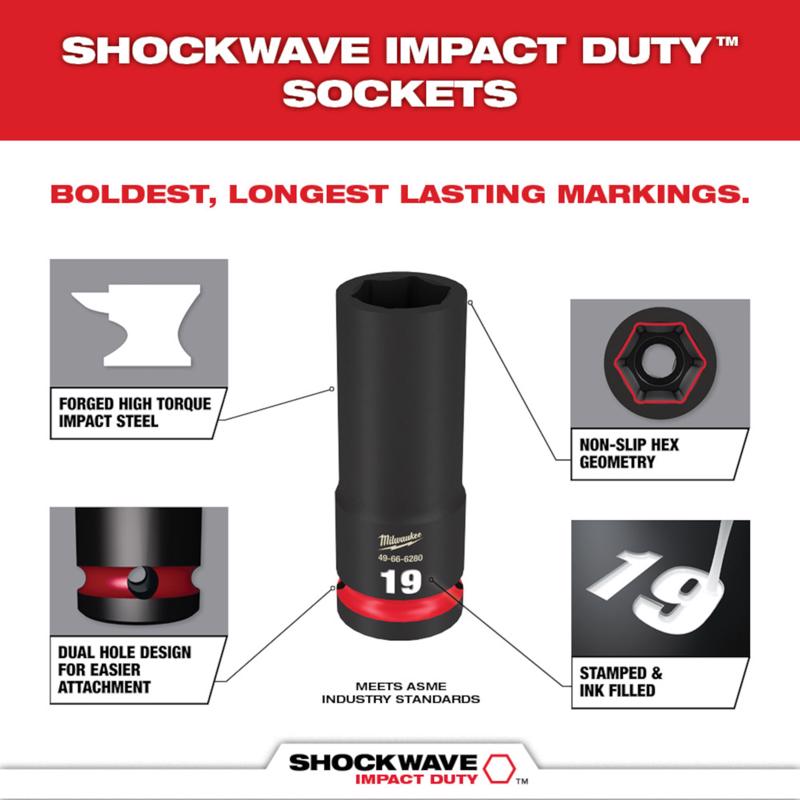 Milwaukee Shockwave 9 mm X 3/8 in. drive Metric 6 Point Standard Impact Socket