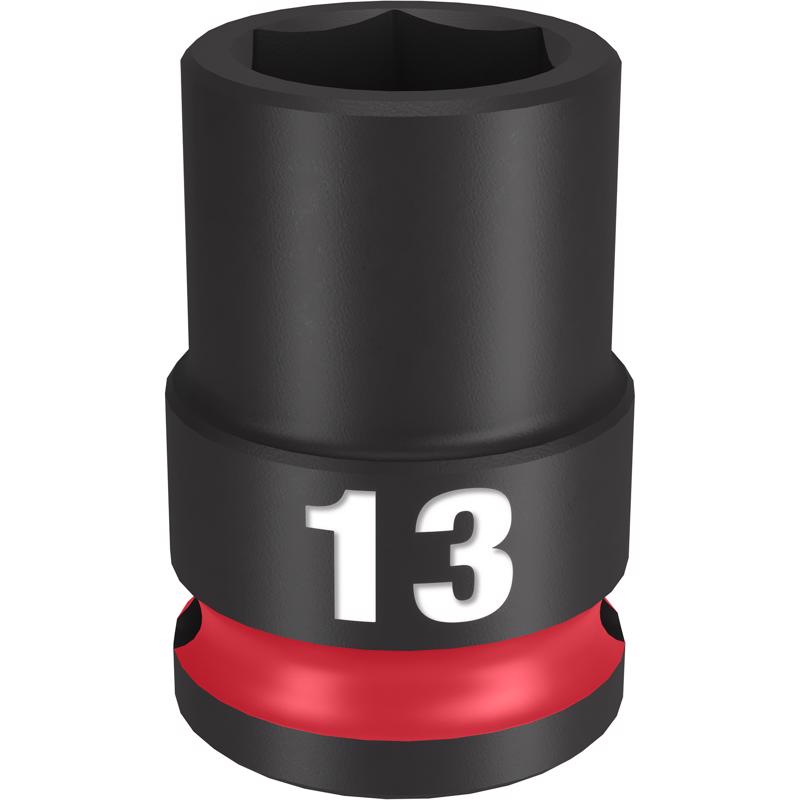 Milwaukee Shockwave 13 mm X 3/8 in. drive Metric 6 Point Standard Impact Socket