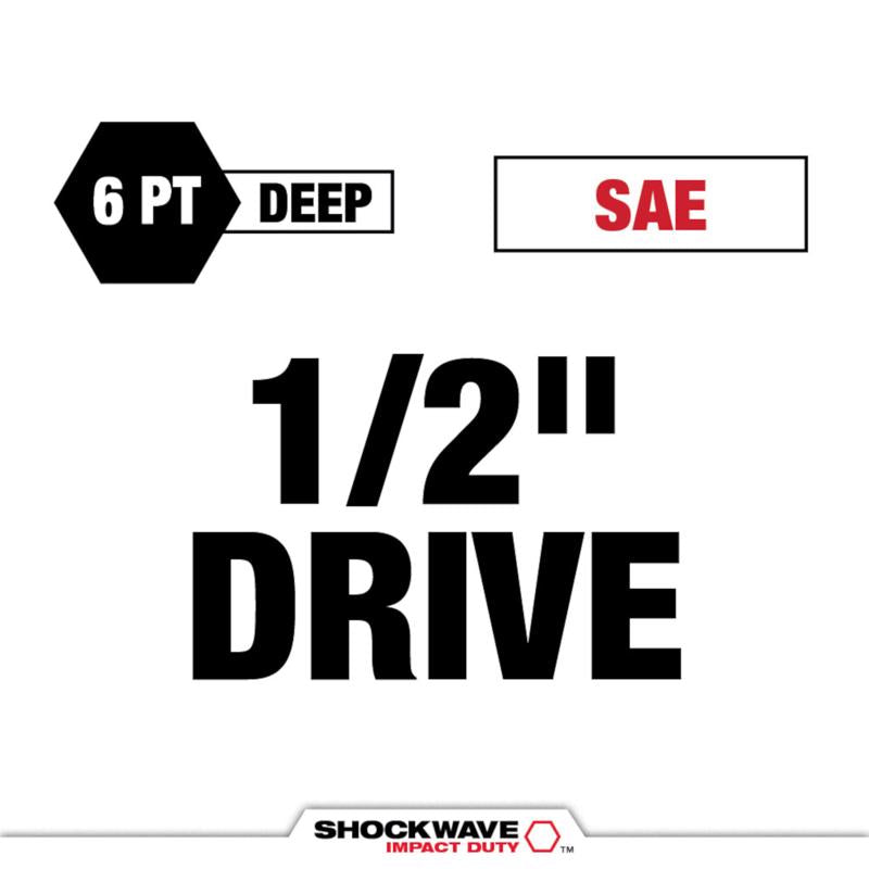 Milwaukee Shockwave 1/2 in. drive SAE 6 Point Impact Rated Deep Socket Set 9 pc