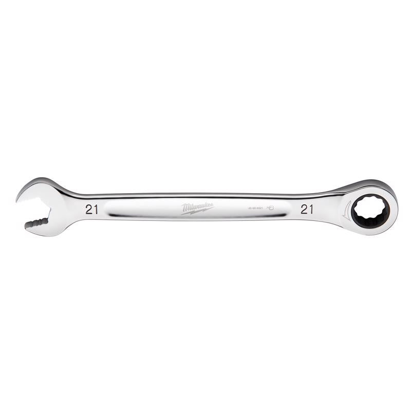Milwaukee 21 mm X 21 mm 12 Point Metric Ratcheting Combination Wrench 11.1 in. L