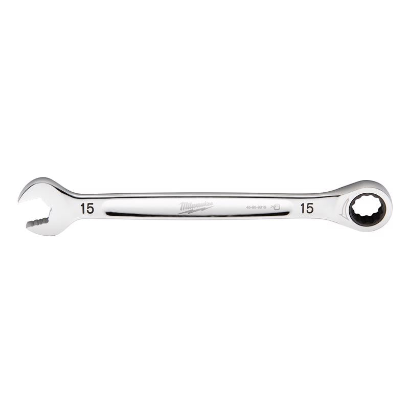 Milwaukee 15 mm X 15 mm 12 Point Metric Ratcheting Combination Wrench 8.17 in. L