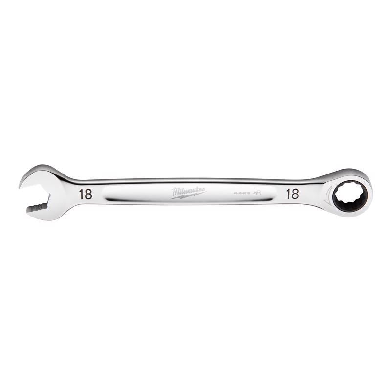 Milwaukee 18 mm X 18 mm 12 Point Metric Ratcheting Combination Wrench 9.55 in. L