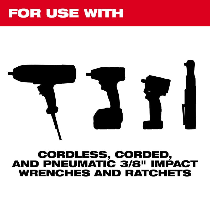 Milwaukee Shockwave 3/8 in. drive Metric/SAE 6 Point Standard/Deep Impact Rated Socket Set 43 pc