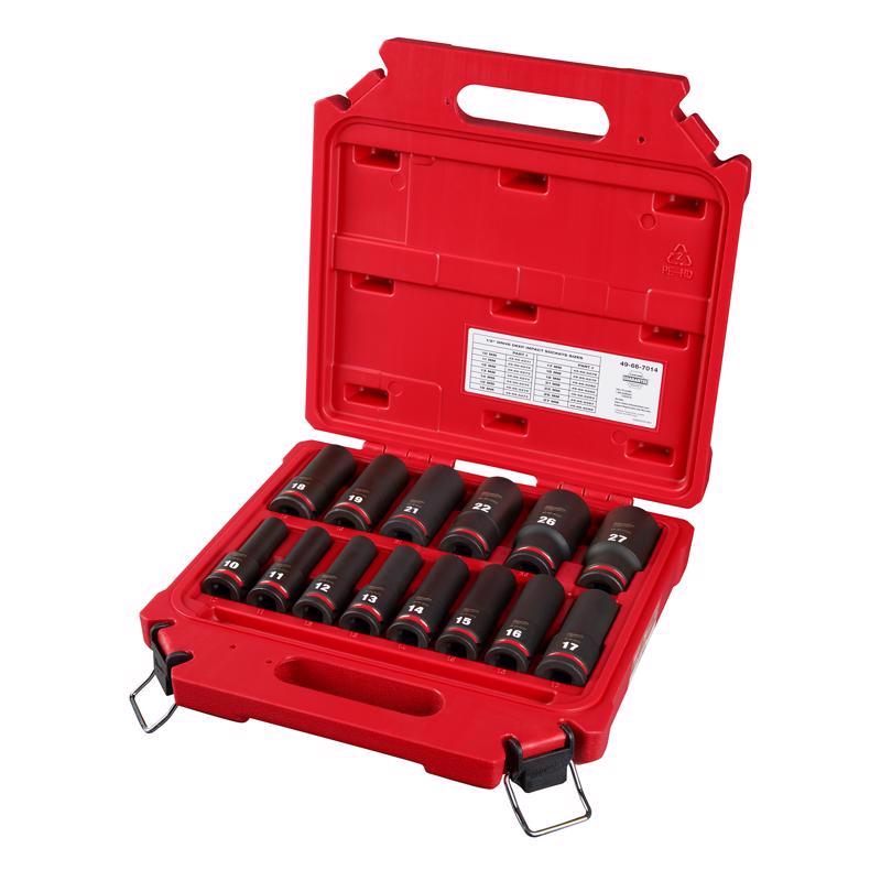 Milwaukee Shockwave 1/2 in. drive Metric 6 Point Impact Rated Deep Socket Set 14 pc
