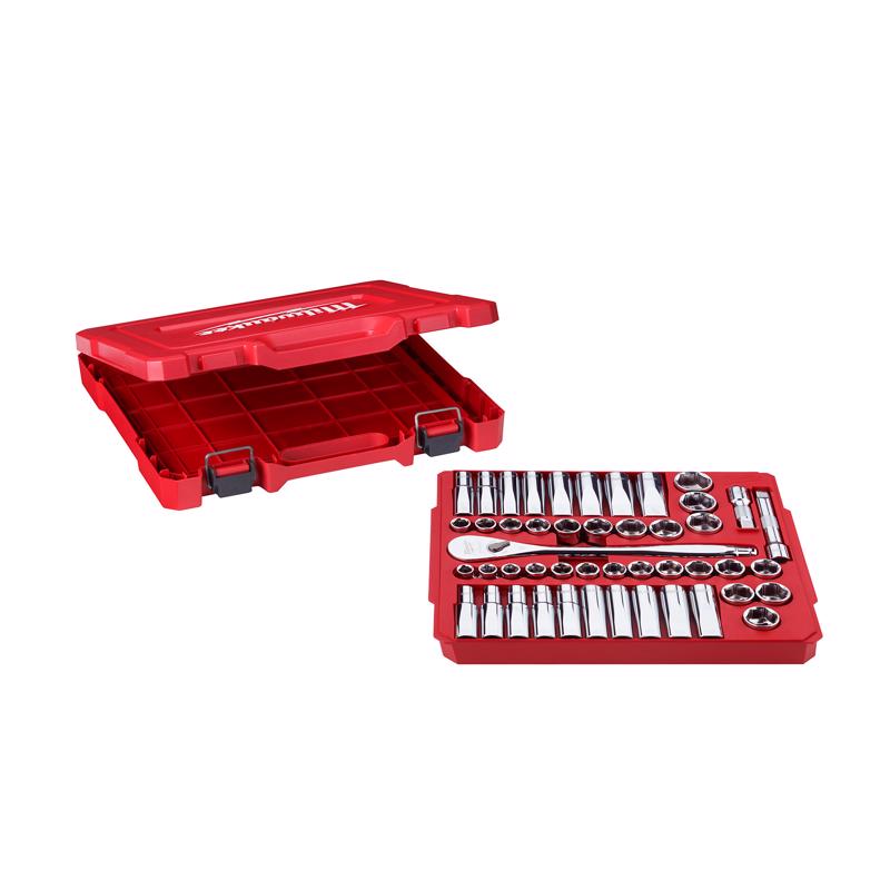 Milwaukee 1/2 in. drive Metric and SAE 47 Piece Mechanics Ratchet and Socket Set 90 teeth