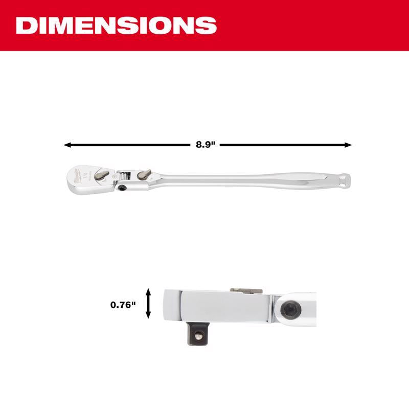 Milwaukee 1/4 in. drive Flex Head Ratchet 90 teeth