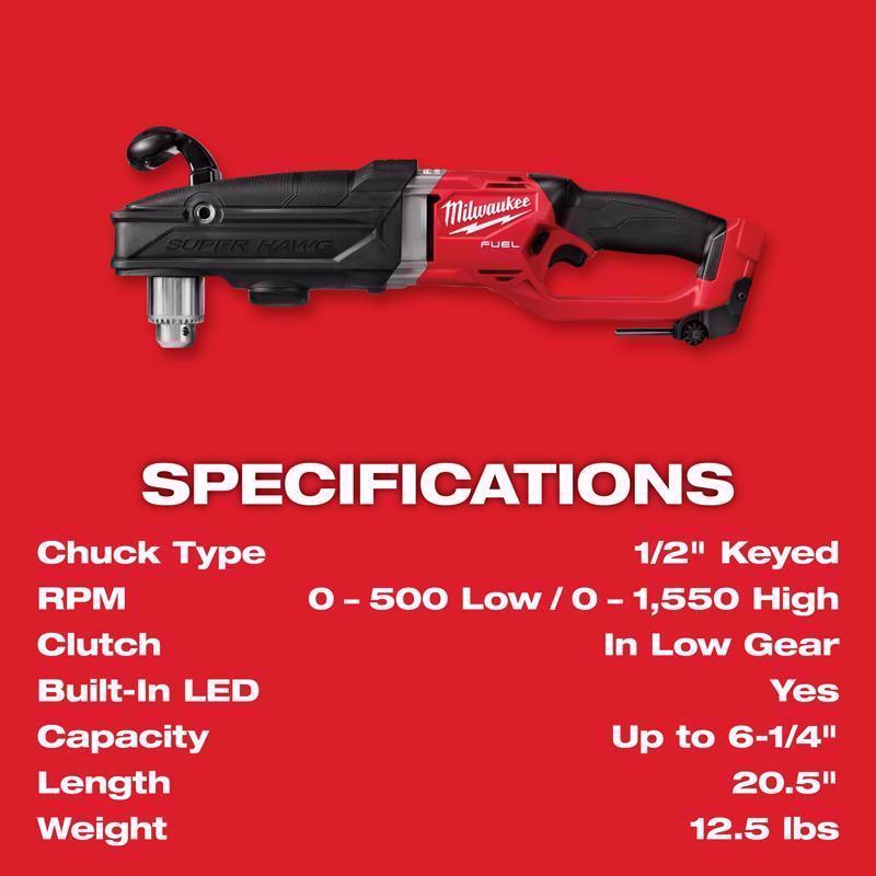 Milwaukee M18 FUEL 1/2 in. Brushless Cordless Right Angle Drill Tool Only