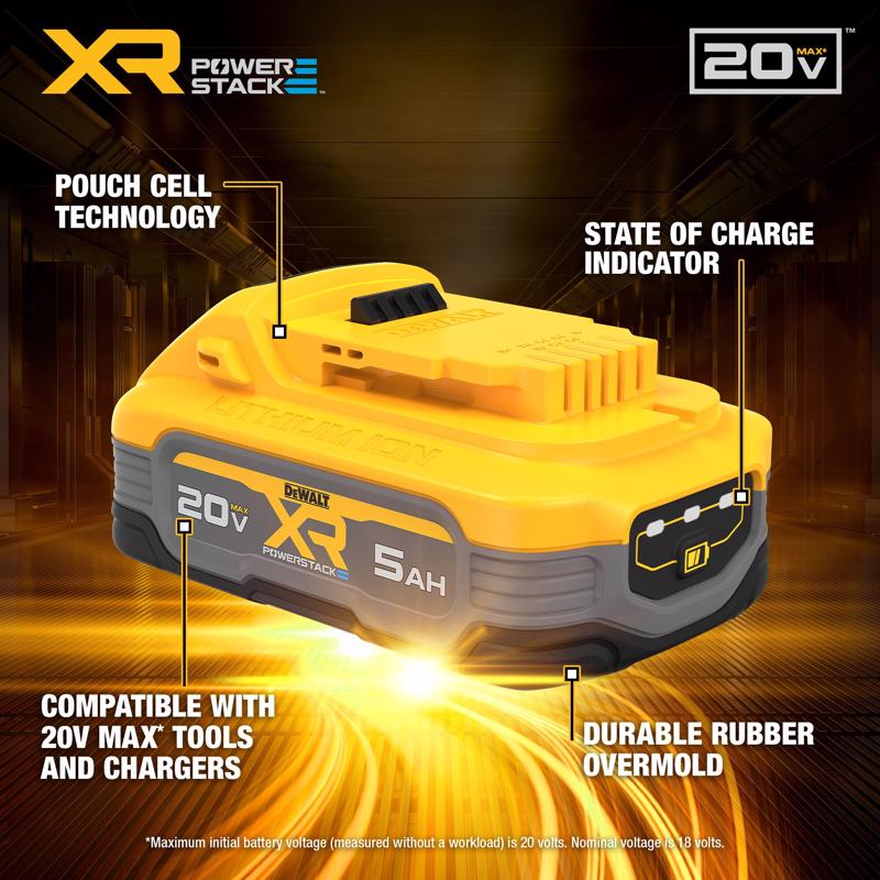DeWalt 20V MAX XR POWERSTACK DCBP520-2 5 Ah Lithium-Ion Battery 2 pc
