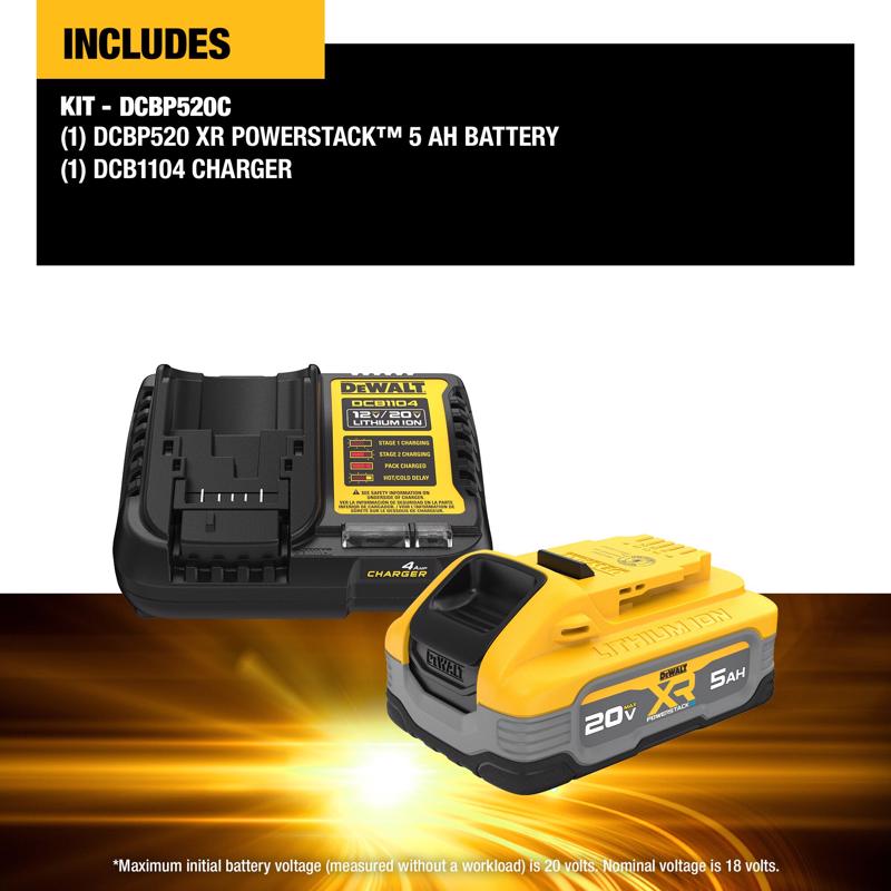 DeWalt 20V MAX XR POWERSTACK DCBP520C 5 Ah Lithium-Ion Battery and Charger Starter Kit